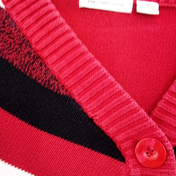 Liz Claiborne Striped Sweater Red, White, and Black Size M - Picture 5 of 11